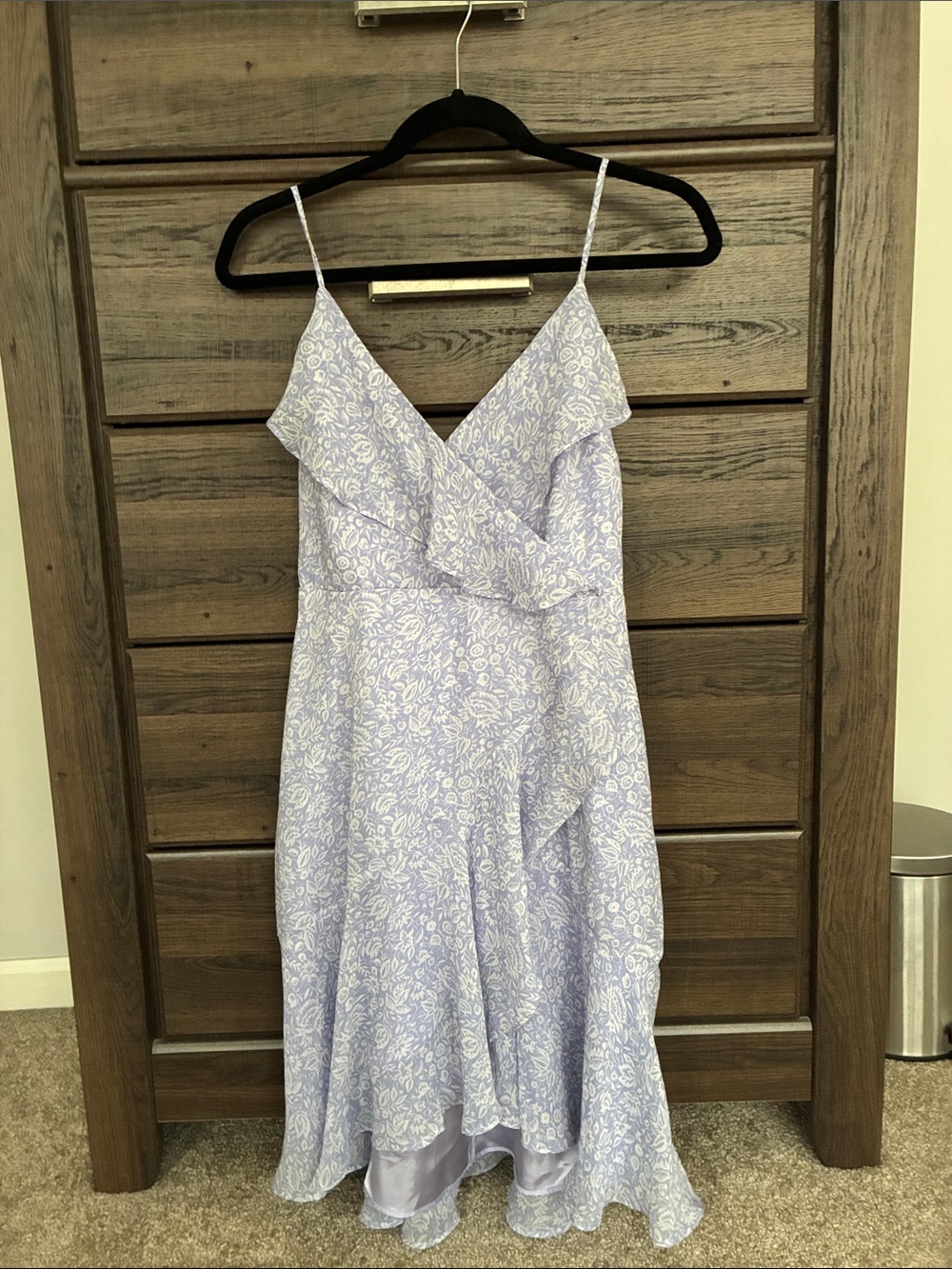 Express Lavender Floral Ruffle Midi Dress